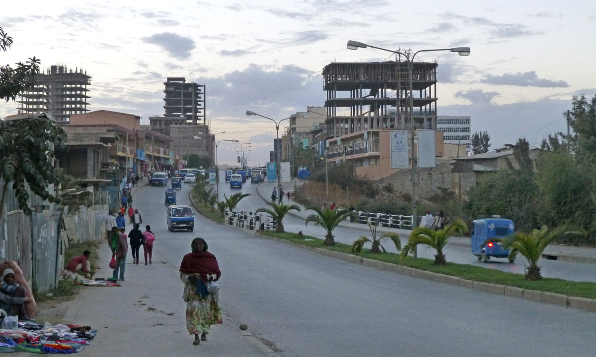 A street in Mekelle, the capital of Ethiopia's Tigray region, 17 January 2014. Photograph: Ji-Elle / Wikimedia Commons, CC BY-SA 3.0.
