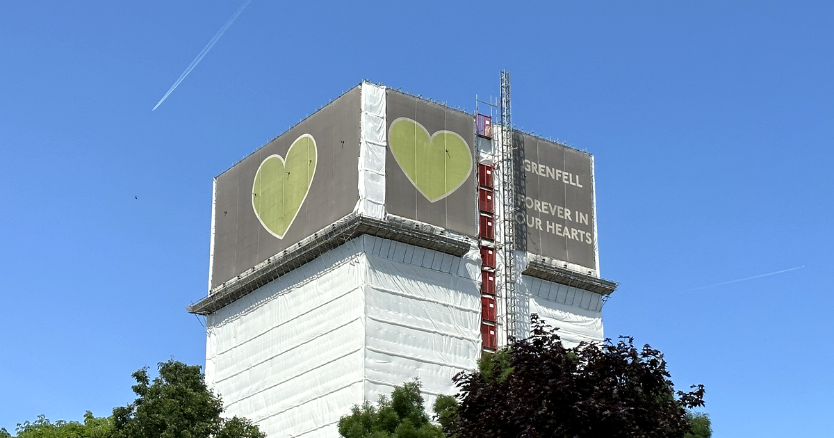 Grenfell Tower in North Kensington, west London, in May 2023. Photograph: Matt Brown via Wikimedia Commons. CC BY 2.0. Cropped.