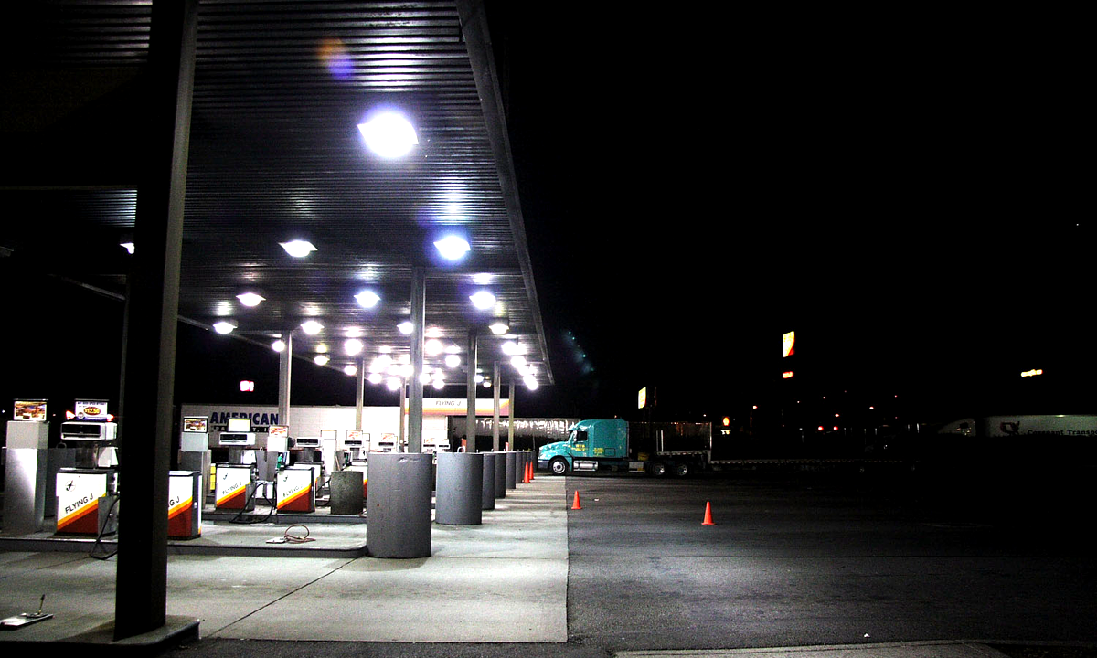 Flying J diesel pumps at a truck stop in Tacoma, Washington, photographed 5 August 2008. Photograph by Robert F. W. Whitlock, Wikimedia Commons, CC BY 2.0.