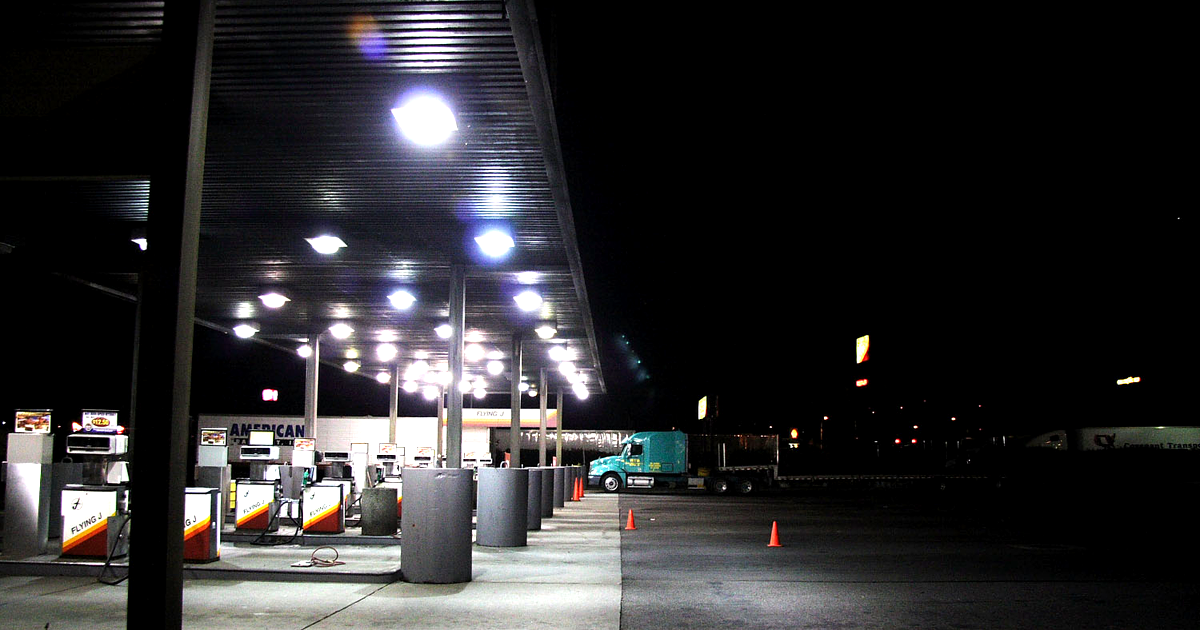 Flying J diesel pumps at a truck stop in Tacoma, Washington, photographed 5 August 2008. Photograph by Robert F. W. Whitlock, Wikimedia Commons, CC BY 2.0.